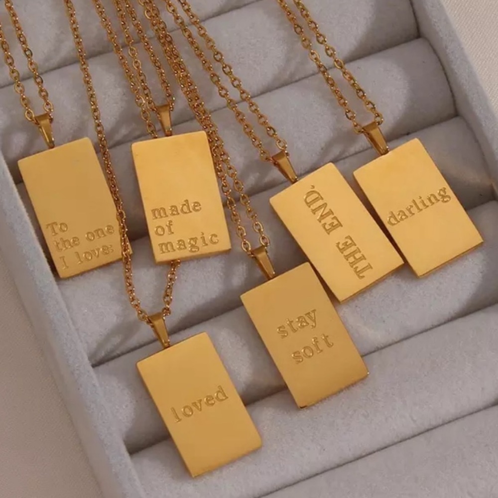 NEW 18K GOLD ENGRAVED LETTERS NECKLACE, NICE NECKLACE, CUTE NECKLACE - Picture 2 of 7